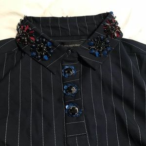 Embellished Banana Republic Pinstripe Shift